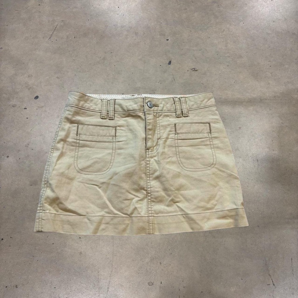 Old Navy Y2K Khaki Brown Ultra Low Waist Mini Skirt Womens 1 Cotton Utility